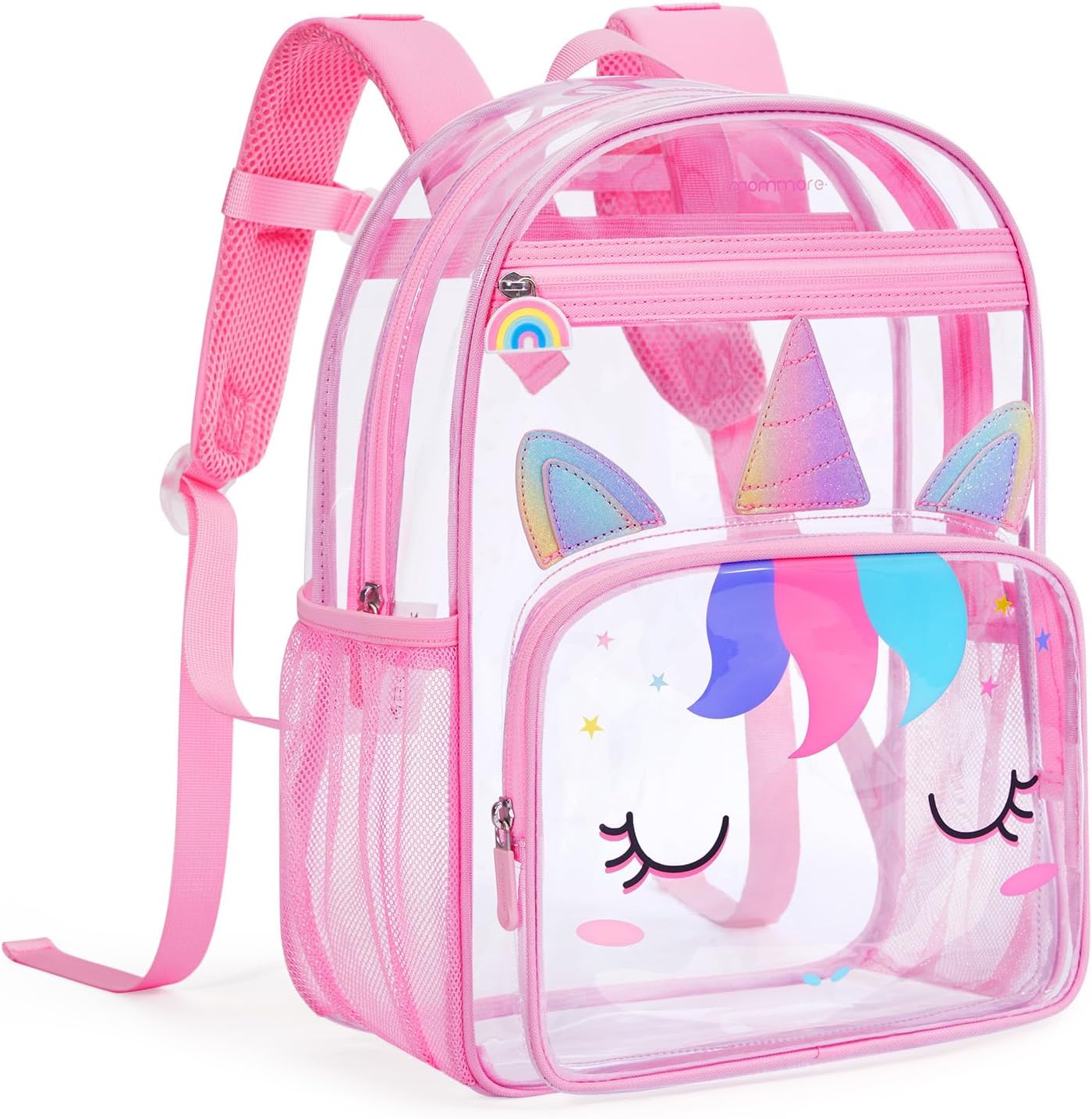mommore Clear Backpack Heavy Duty PVC Transparent Bookbag for School Unicorn