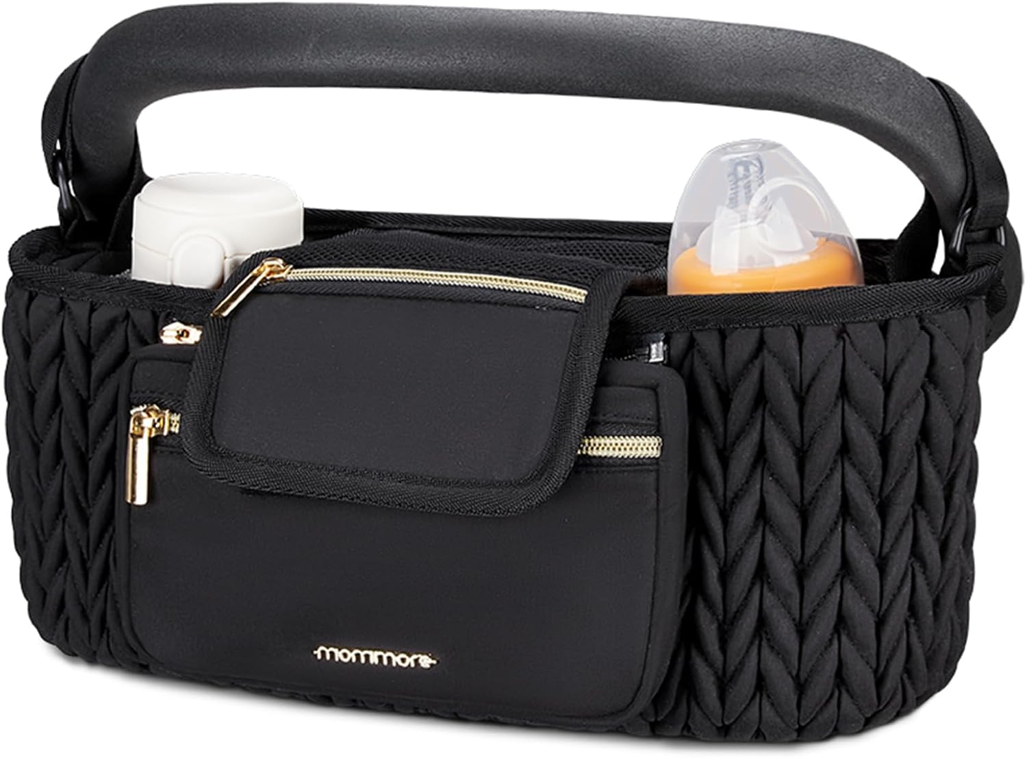 mommore Universal Stroller Organizer with Insulated Cup Holders Black
