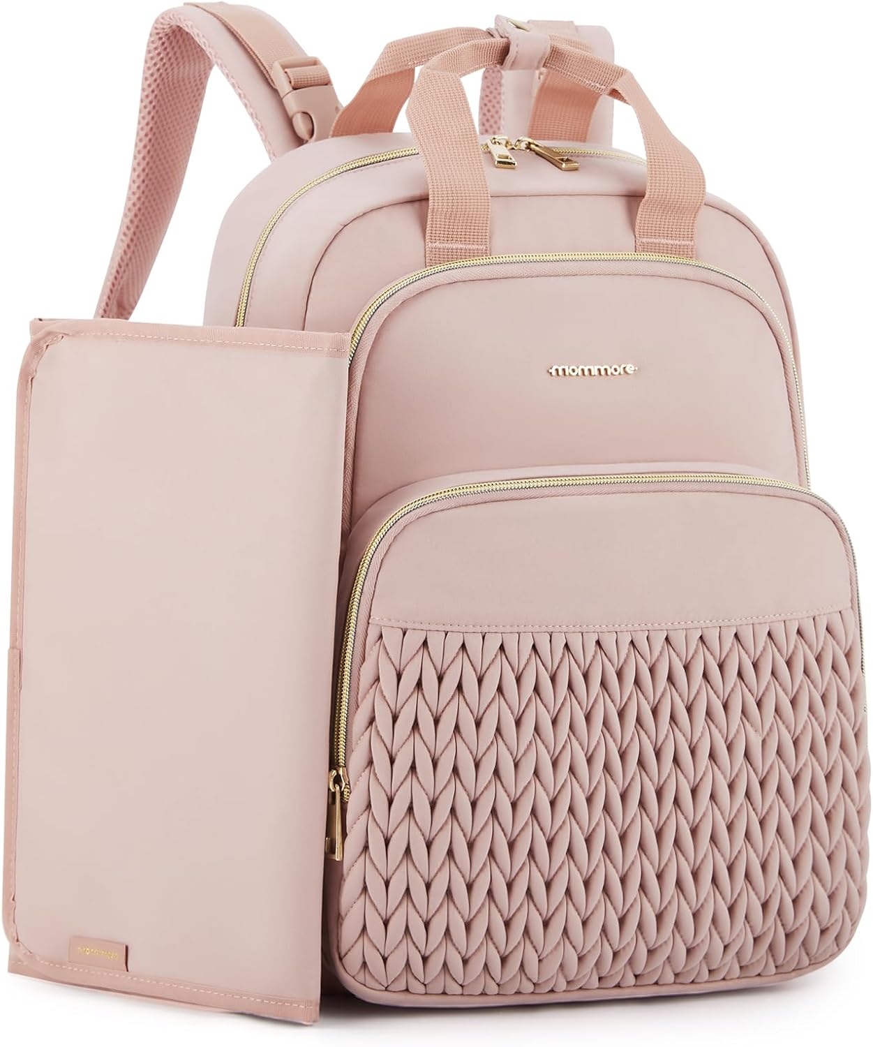 mommore Diaper Bag Backpack, Large Travel Baby Bag for Daily Essentials Pink
