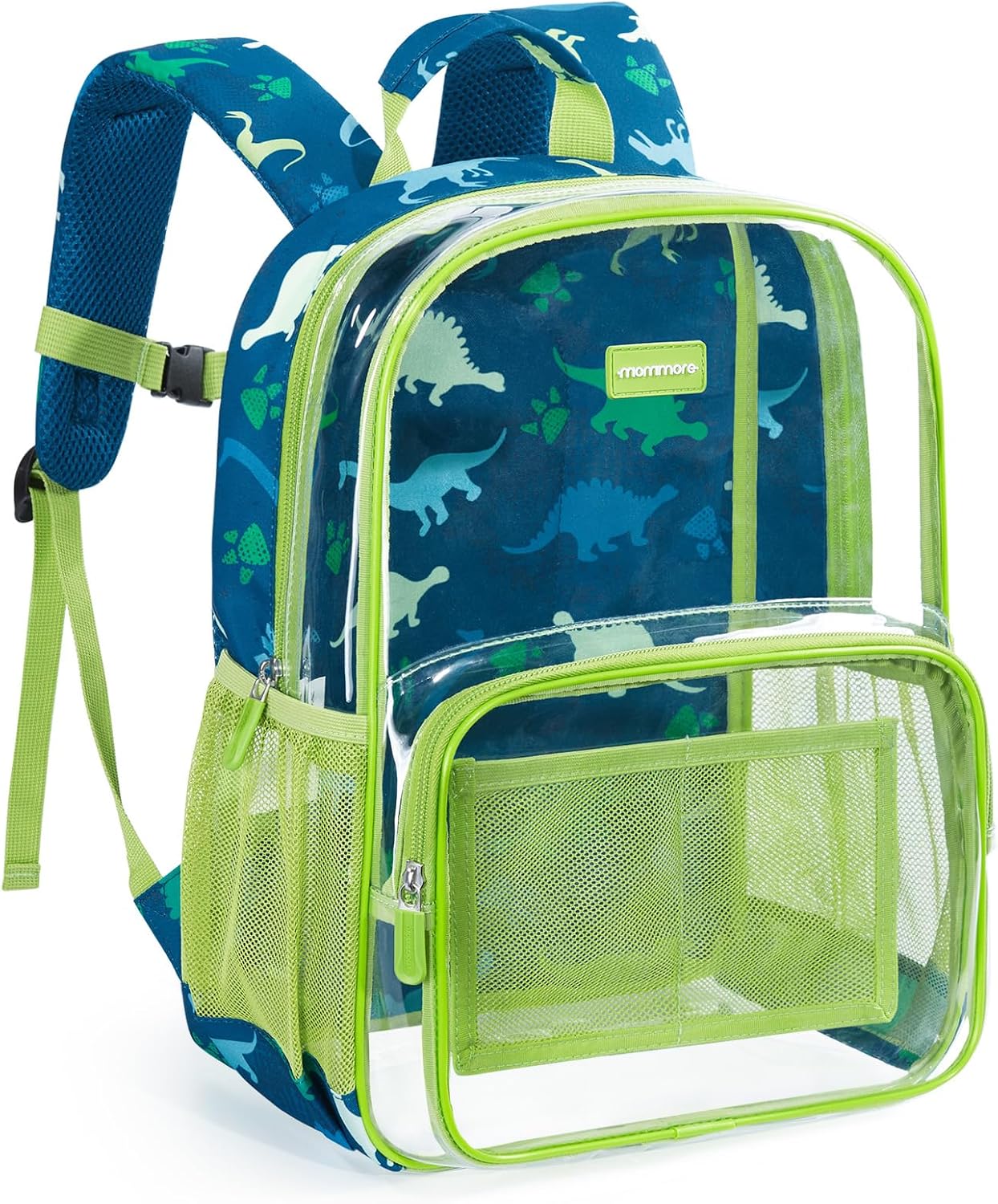 mommore Clear Backpack Heavy Duty PVC Transparent Bookbag for School Green