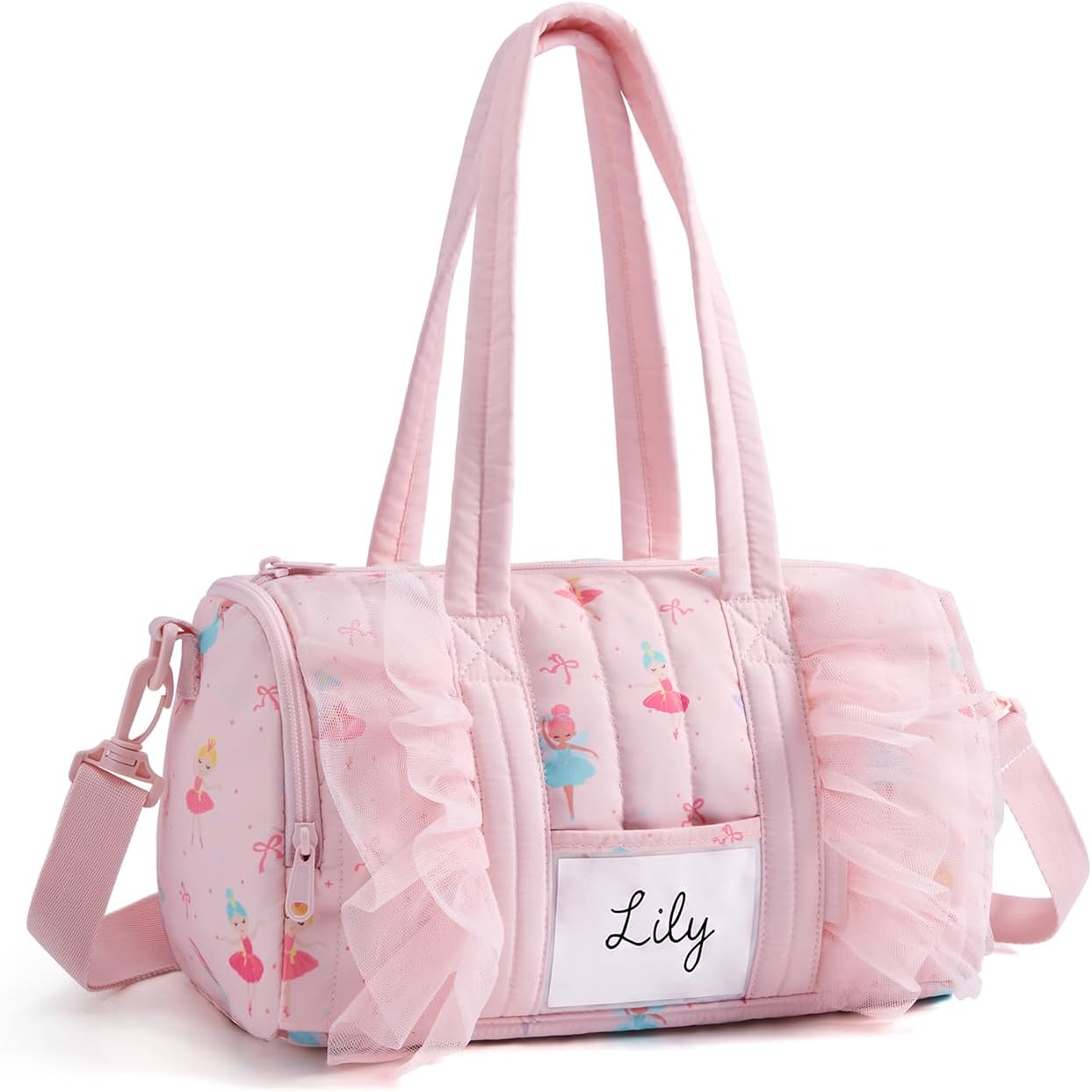 Mommore Ballet Dance Bag for Girls 4-6 with Name Tag Slot, Pink Ballet