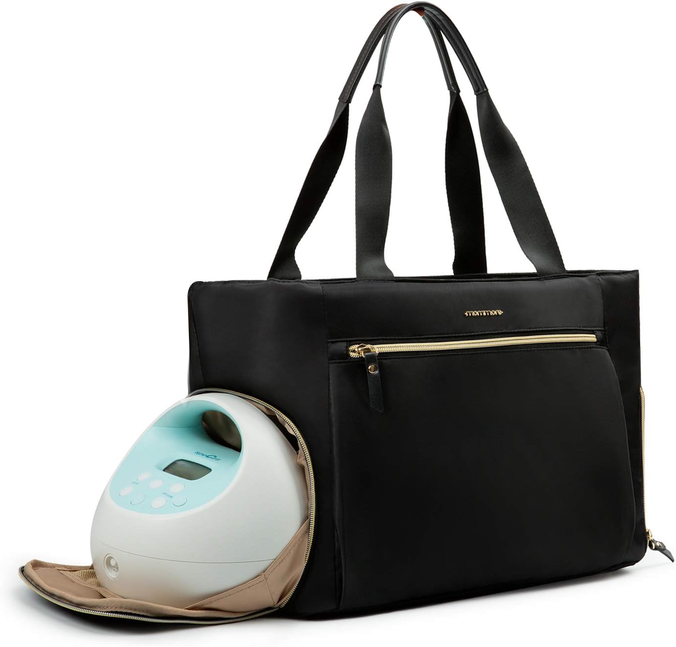 mommore Breast Pump Bag for Spectra S1/S2 & Medela, Diaper Travel Tote Black