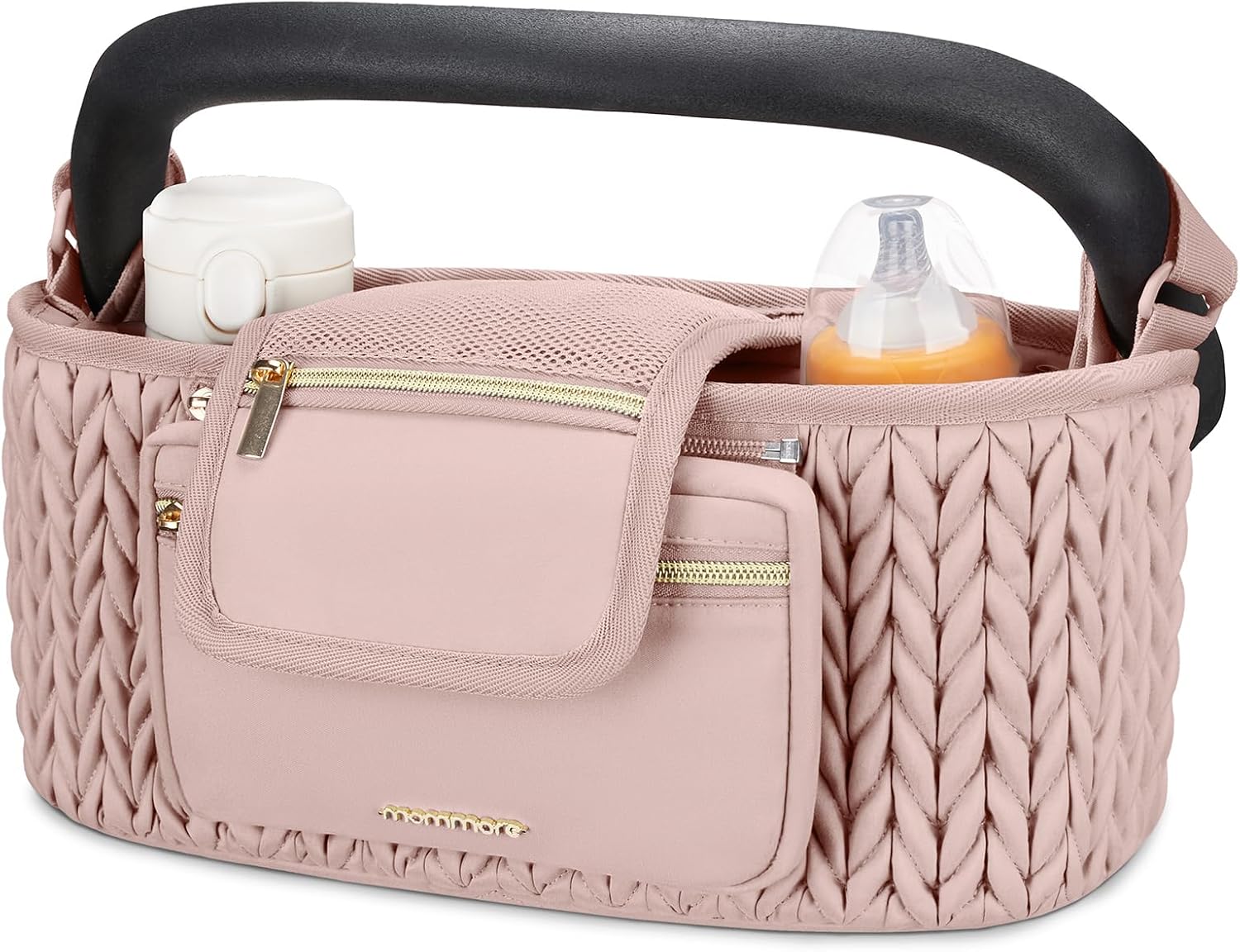 mommore Universal Stroller Organizer with Insulated Cup Holders Pink