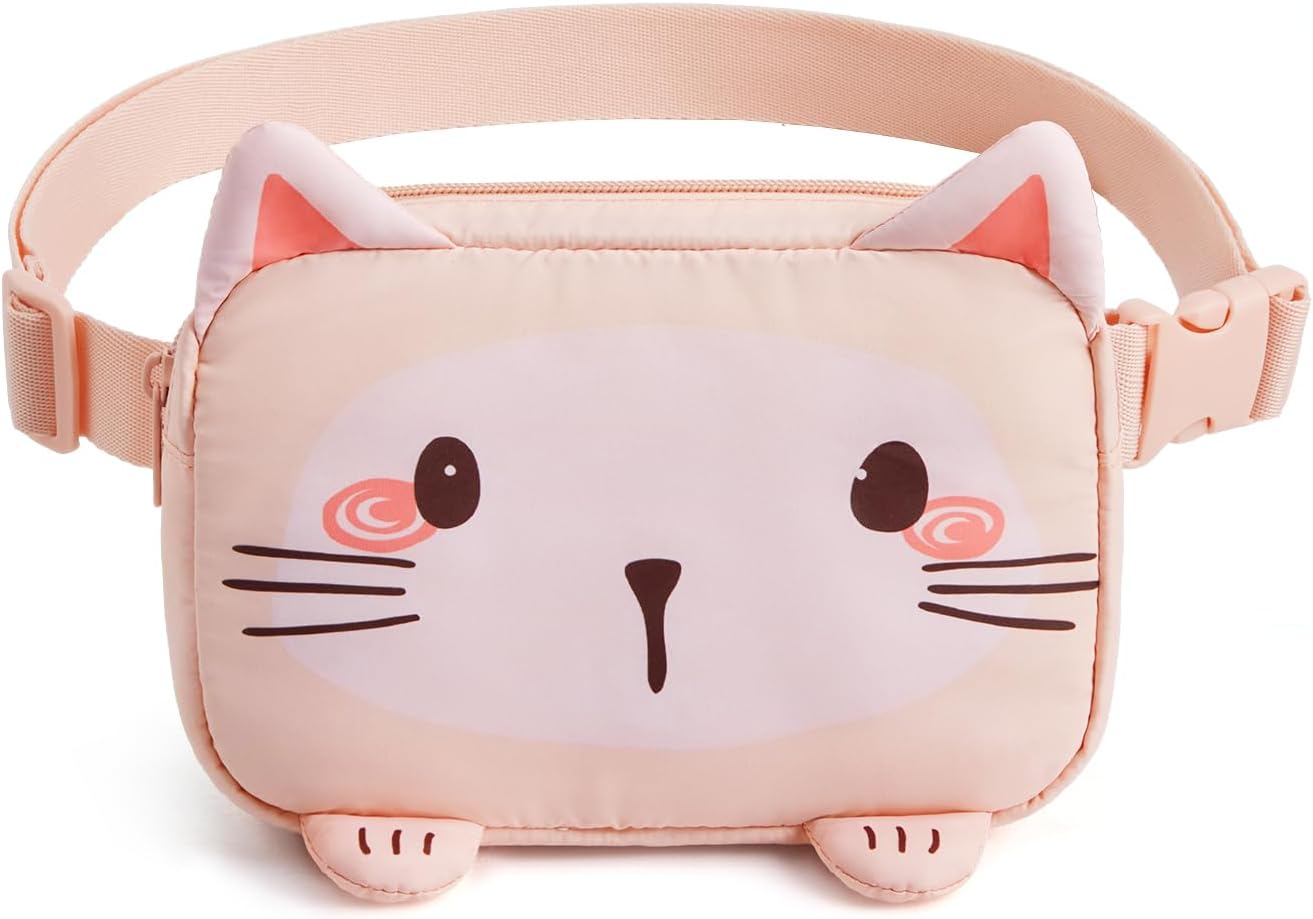 Cute Fanny Pack for Girls, Little Girls Kids Crossbody Purse Age 6-12 01-Cat Pattern Print
