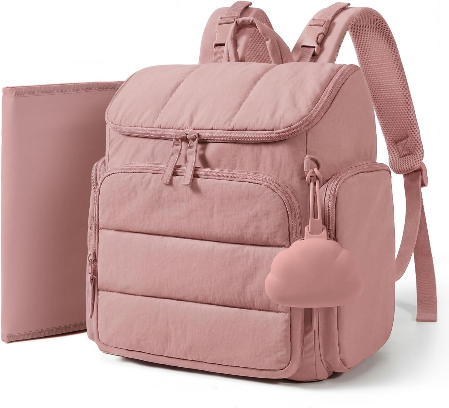 mommore Diaper Bag Backpack, Baby Bag, Diaper Backpack, Dark Pink
