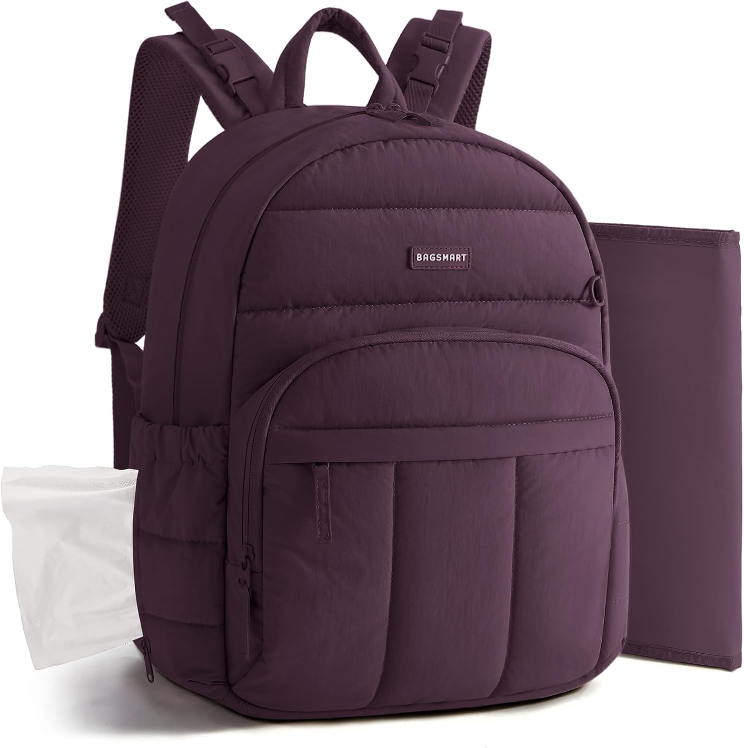 BAGSMART Baby Diaper Bag with Waterproof Pad, Purple