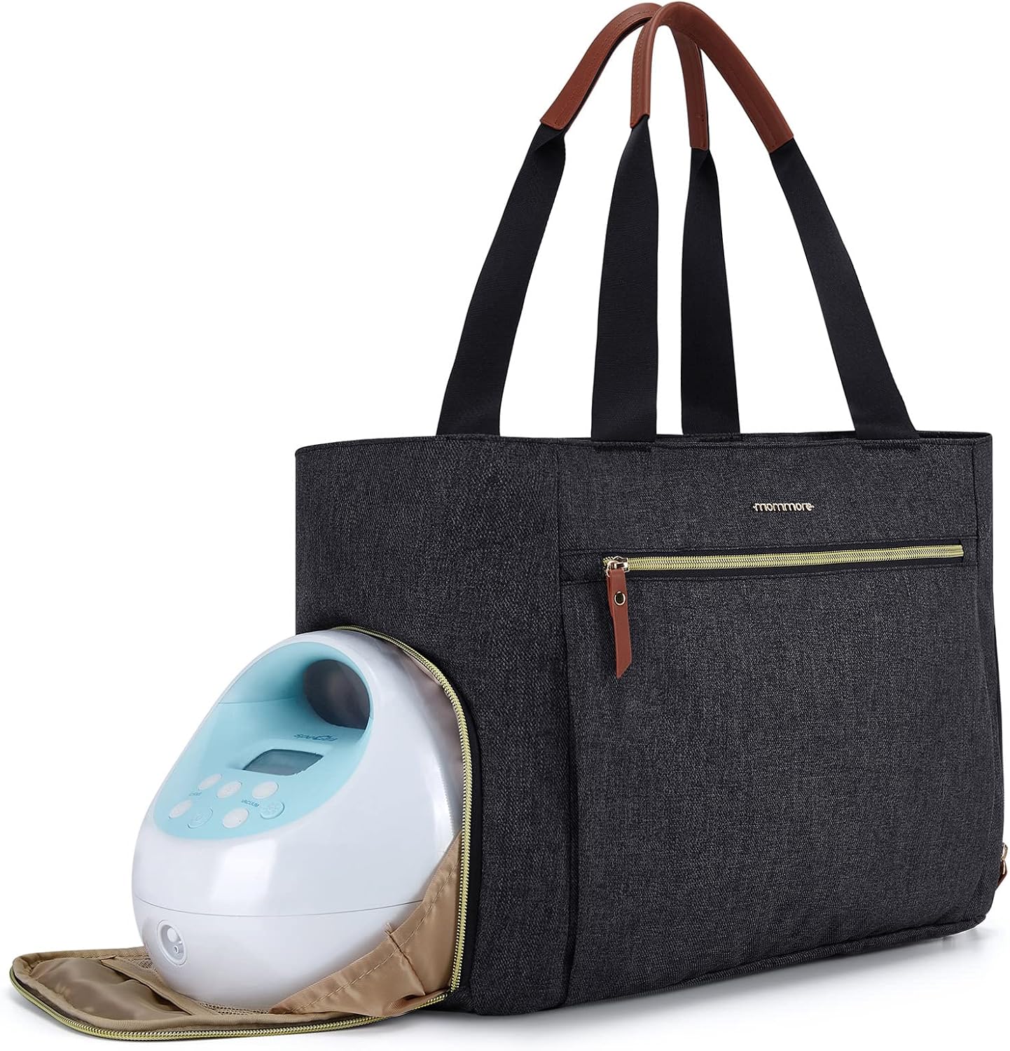 mommore Breast Pump Bag for Spectra S1/S2 & Medela, Diaper Travel Tote Dark-grey
