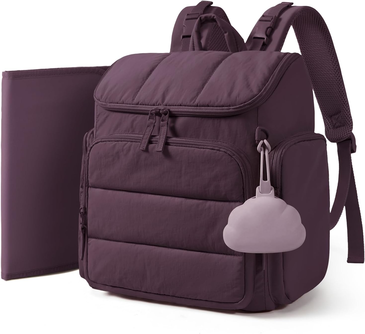 mommore Diaper Bag Backpack, Baby Bag, Diaper Backpack, Crimson Purple