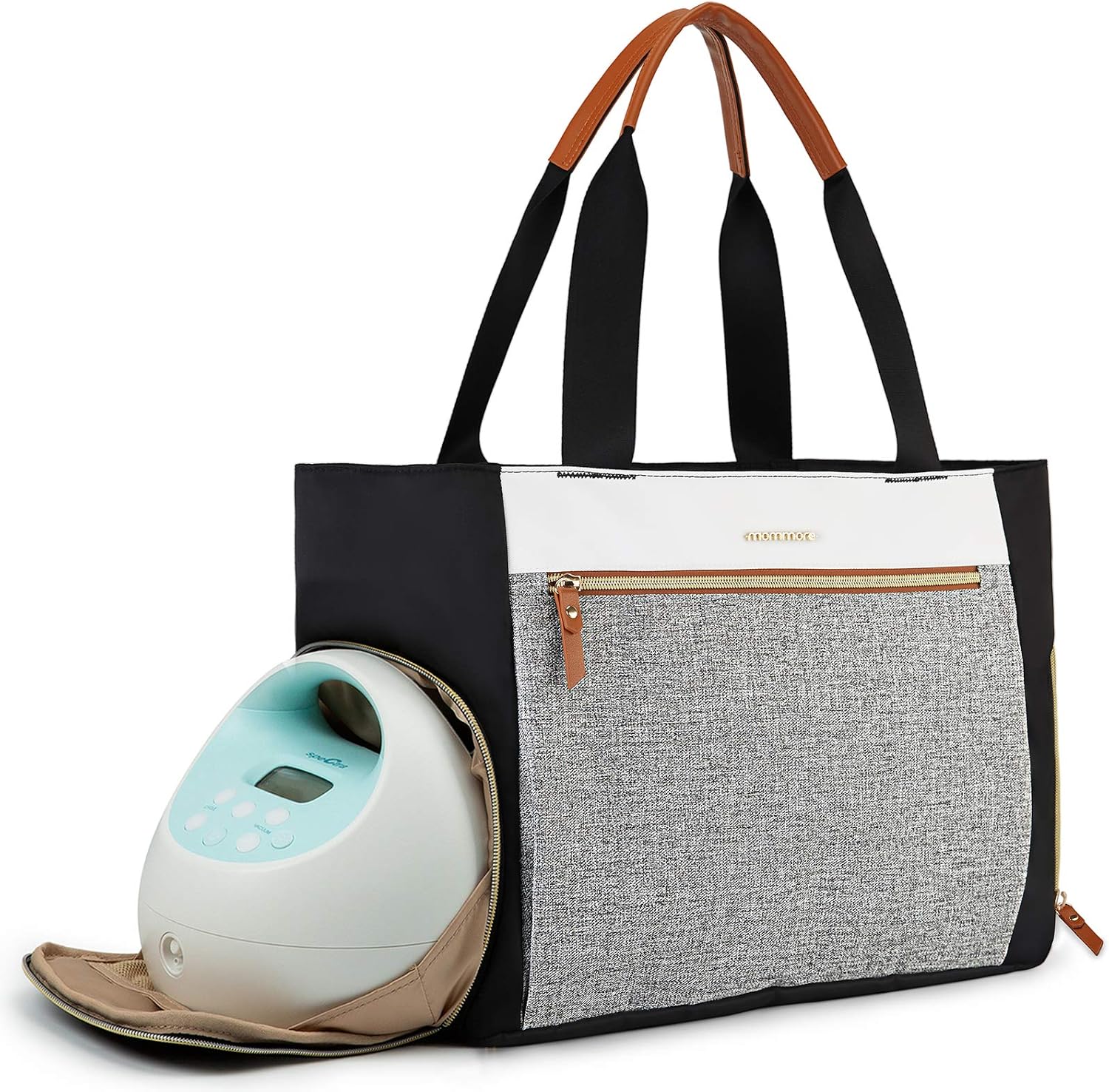 mommore Breast Pump Bag for Spectra S1/S2 & Medela, Diaper Travel Tote Brown