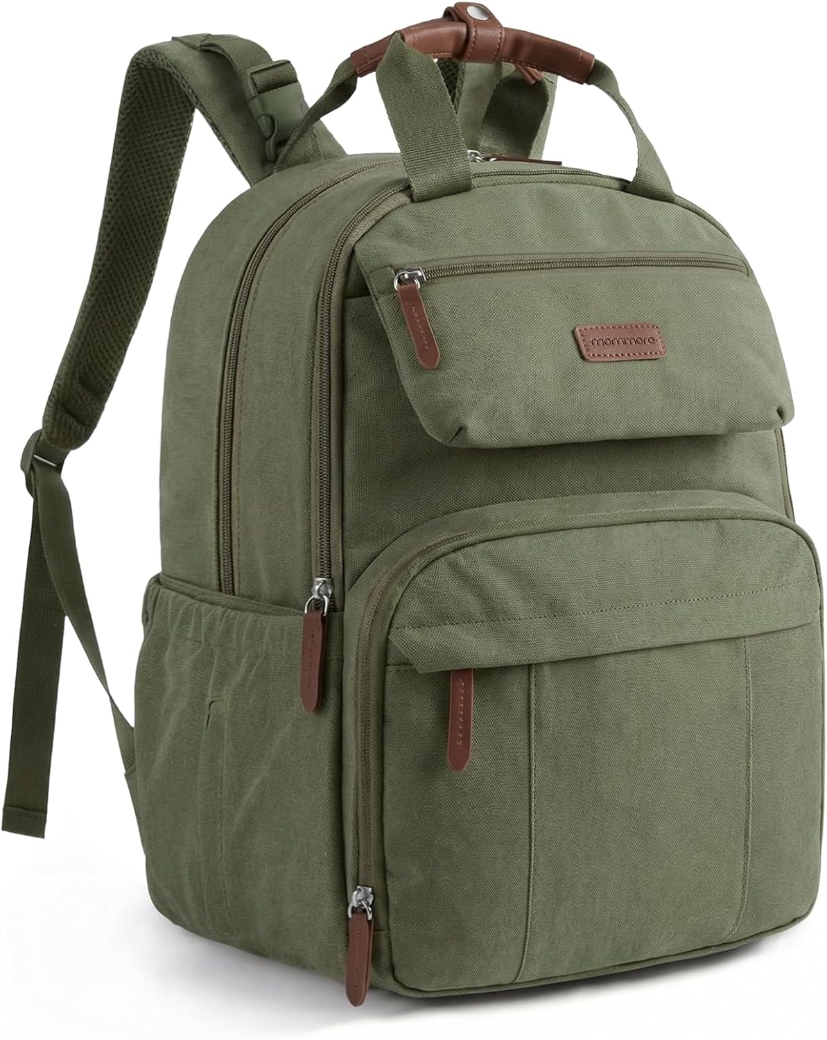 mommore Diaper Bag Backpack Travel Baby Bag with Changing Pad for Mom Dad 1-kelp Green