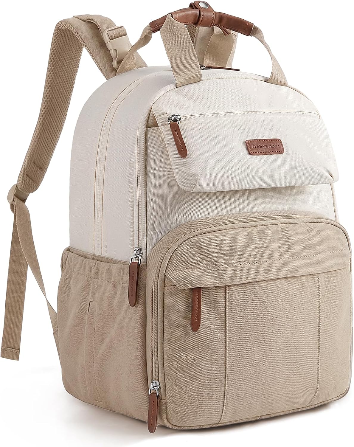 mommore Diaper Bag Backpack Travel Baby Bag with Changing Pad for Mom Dad 1-khaki-beige