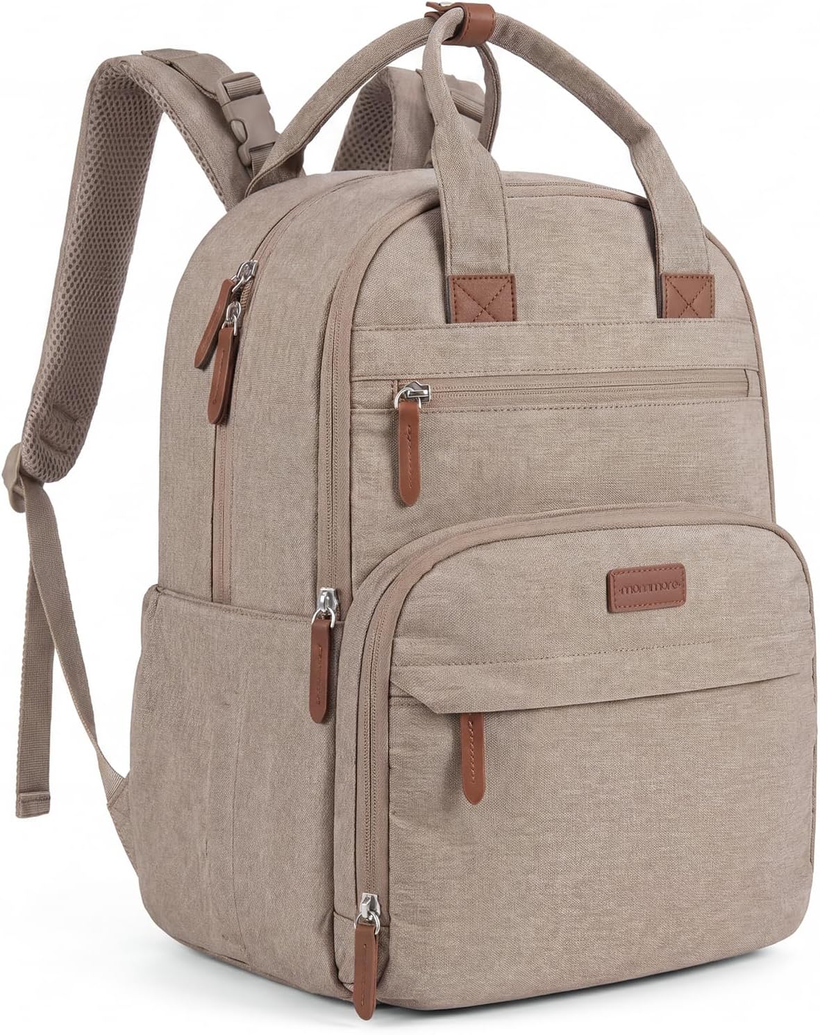 mommore Diaper Bag Backpack Multi-pocket Baby Bag with Changing Pad 2-coffe Brown