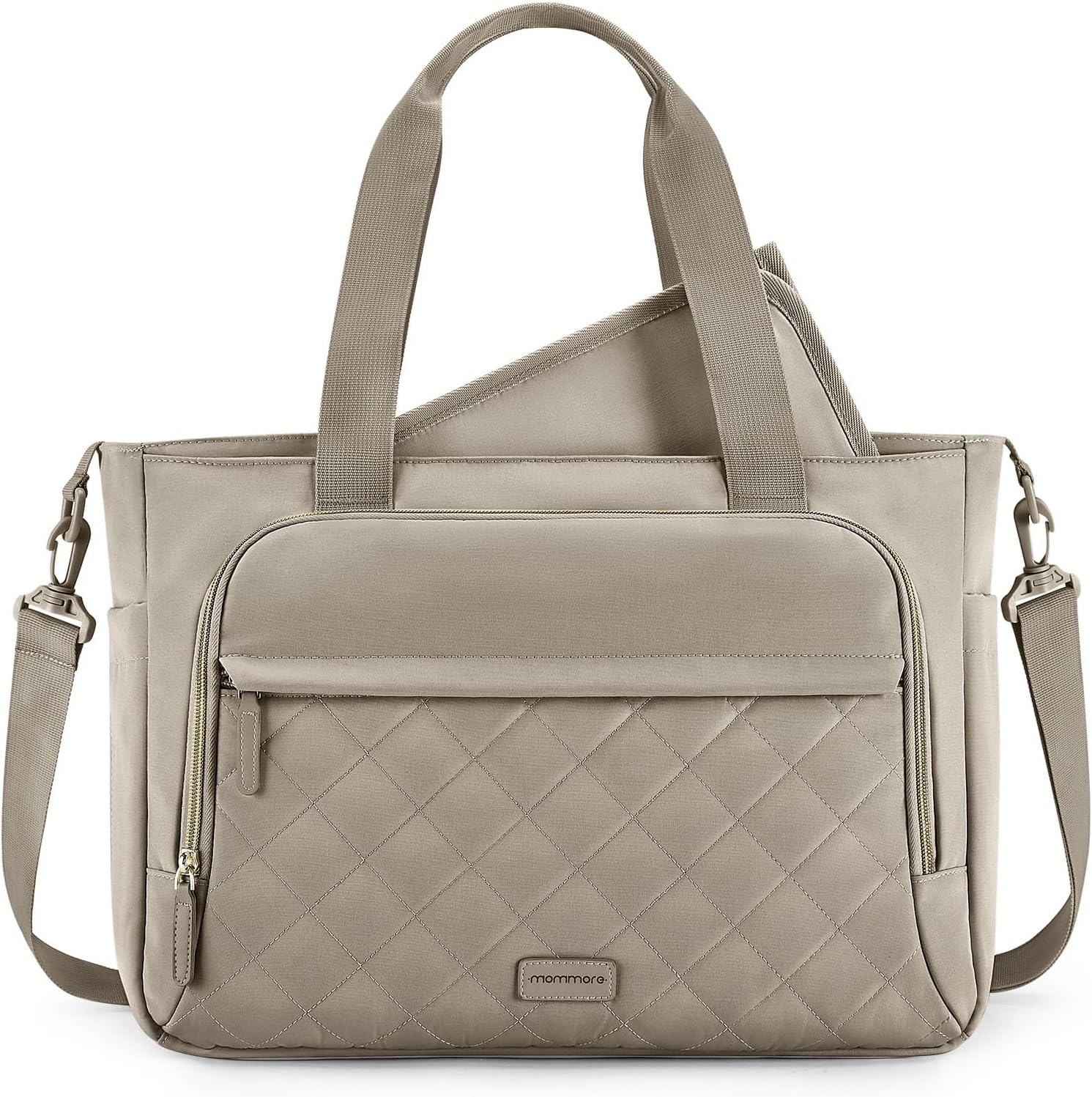 mommore Diaper Bag Tote Small Baby Bag with Insulated Pockets, Lightweight Mommy Tote with Stroller Straps, Nurse Gym Travel B-grey