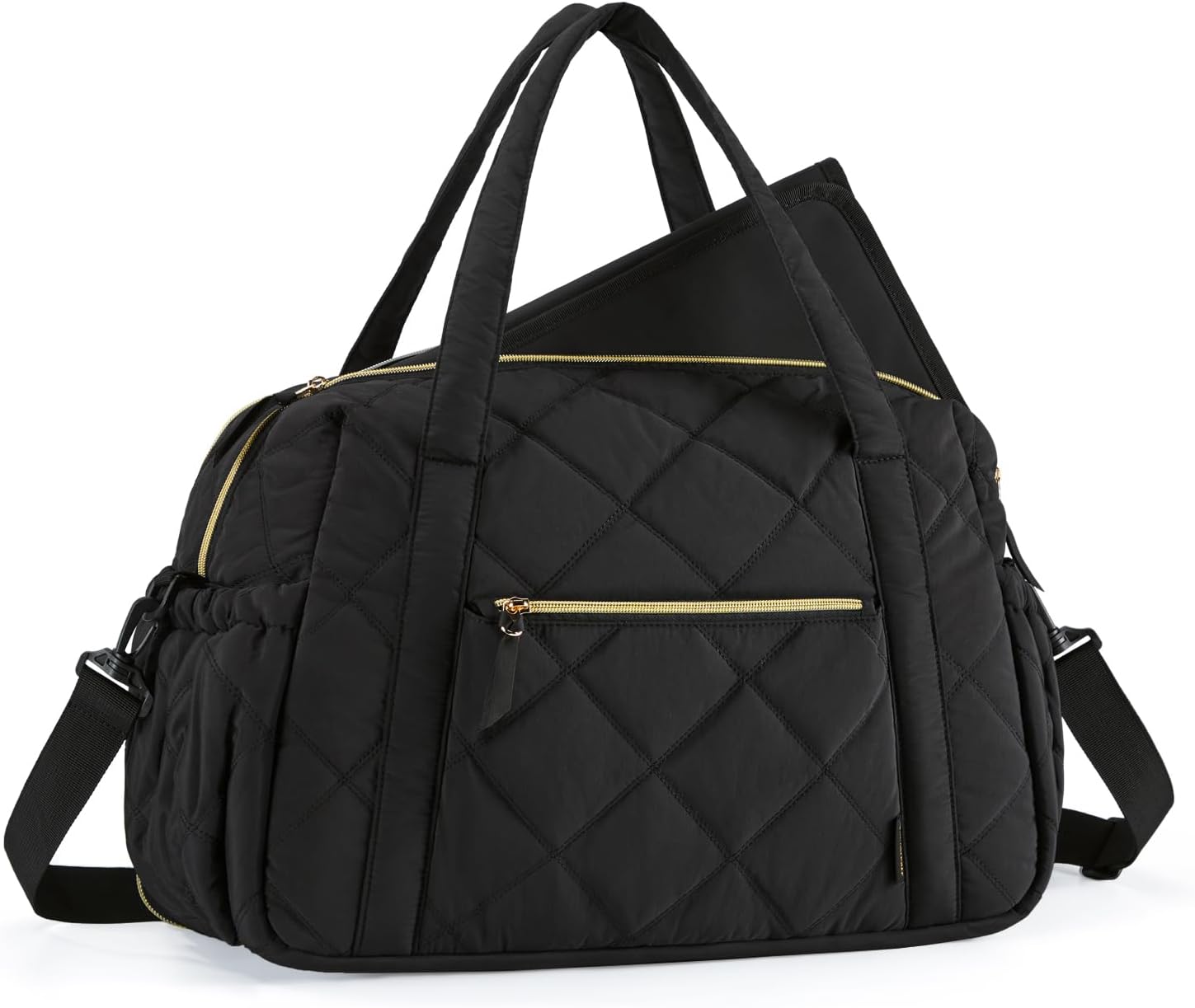 mommore Diaper Bag Tote Large Expandable Baby Travel Tote for 2 Kids Twins, Quilted Hospital Bag for Mom, Weekender