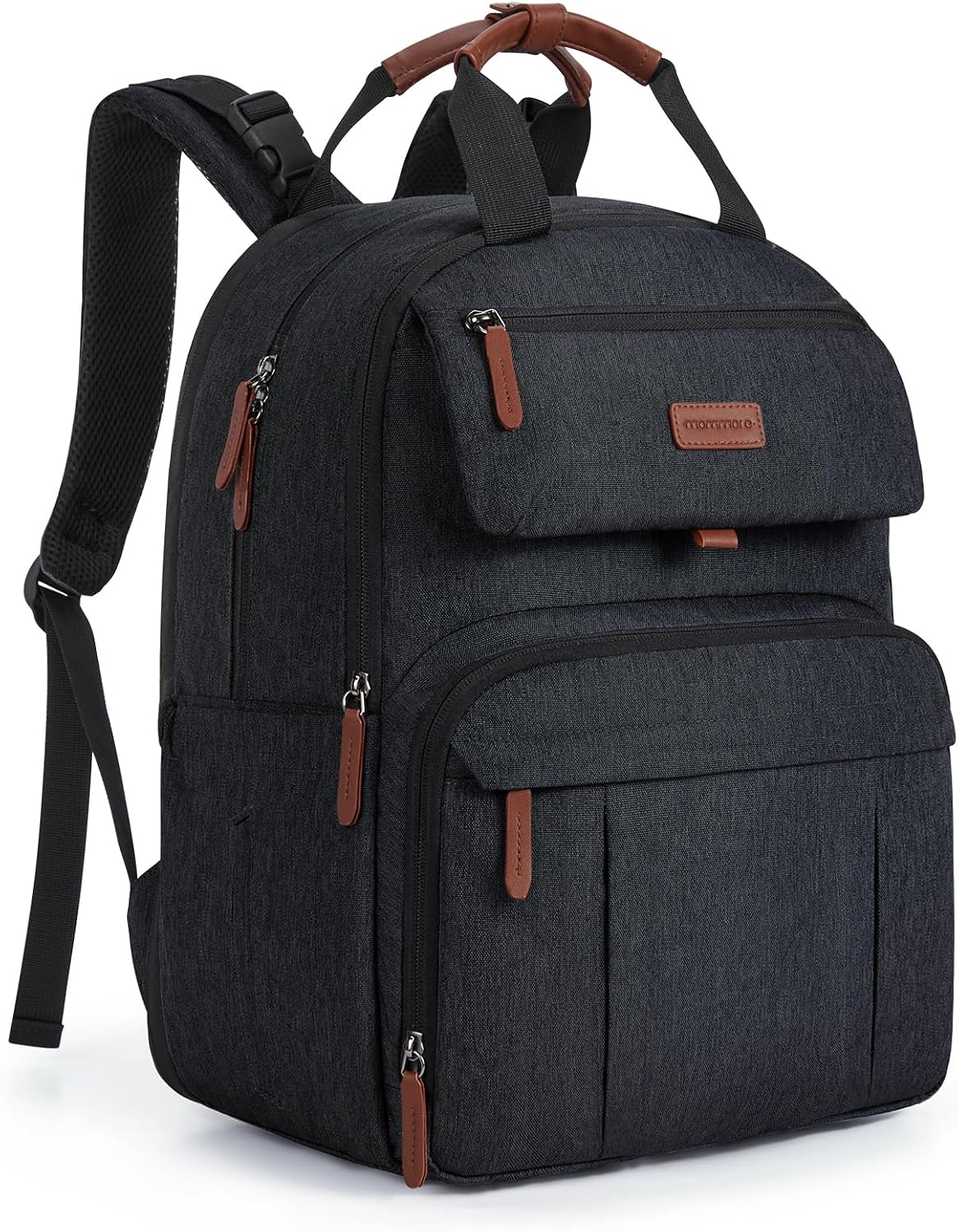 mommore Diaper Bag Backpack Travel Baby Bag with Changing Pad for Mom Dad 1-black