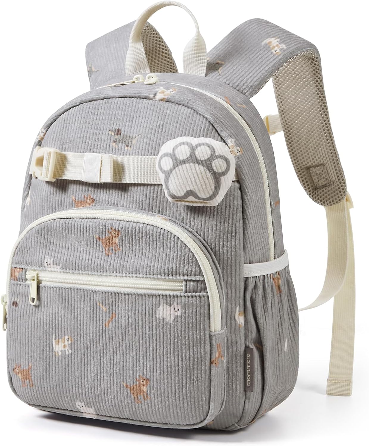 mommore Toddler Backpack Corduroy Preschool Bookbag for Boys Girls 2-4 Puppy