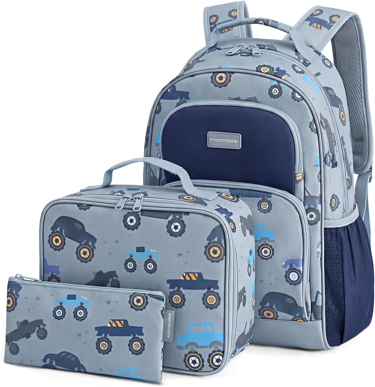 mommore Kids Backpack Set Kindergarten School Bookbag for Boys Girls 4-8 Truck