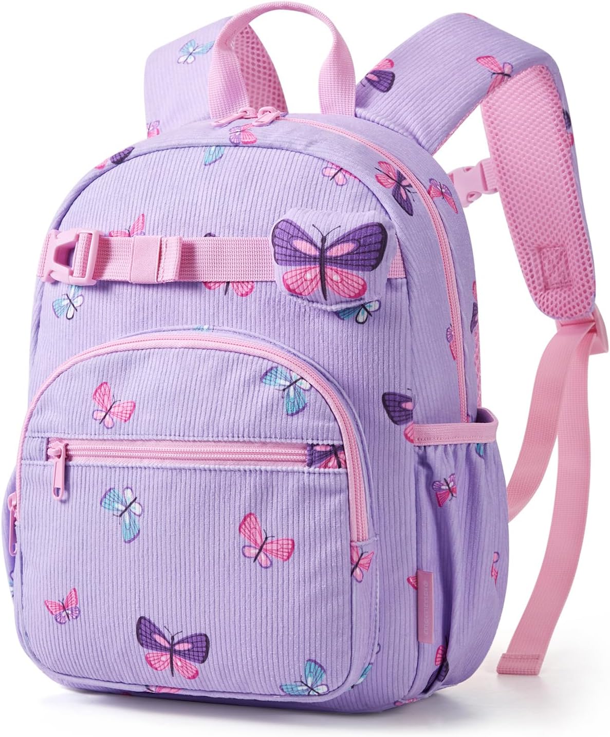 mommore Toddler Backpack Corduroy Preschool Bookbag for Boys Girls 2-4 Butterfly