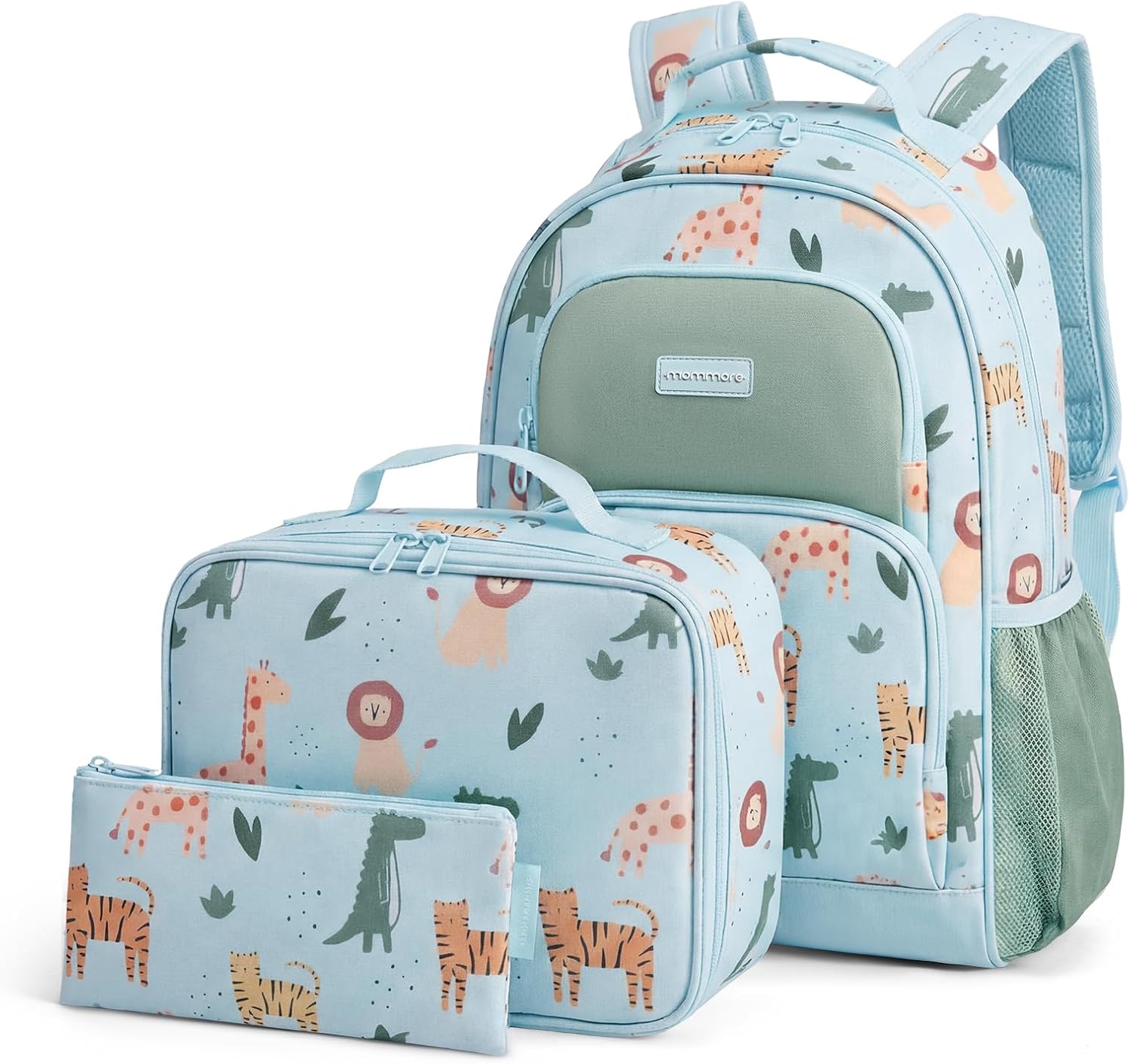 mommore Kids Backpack Set Kindergarten School Bookbag for Boys Girls 4-8 Animals Print