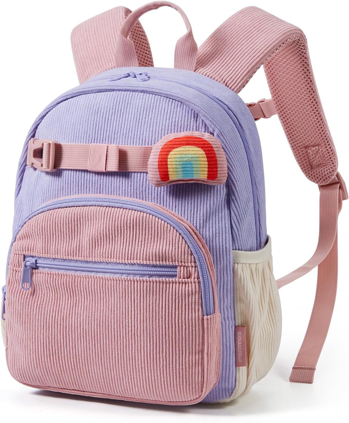 mommore Toddler Backpack Corduroy Preschool Bookbag for Boys Girls 2-4 Pink&purple