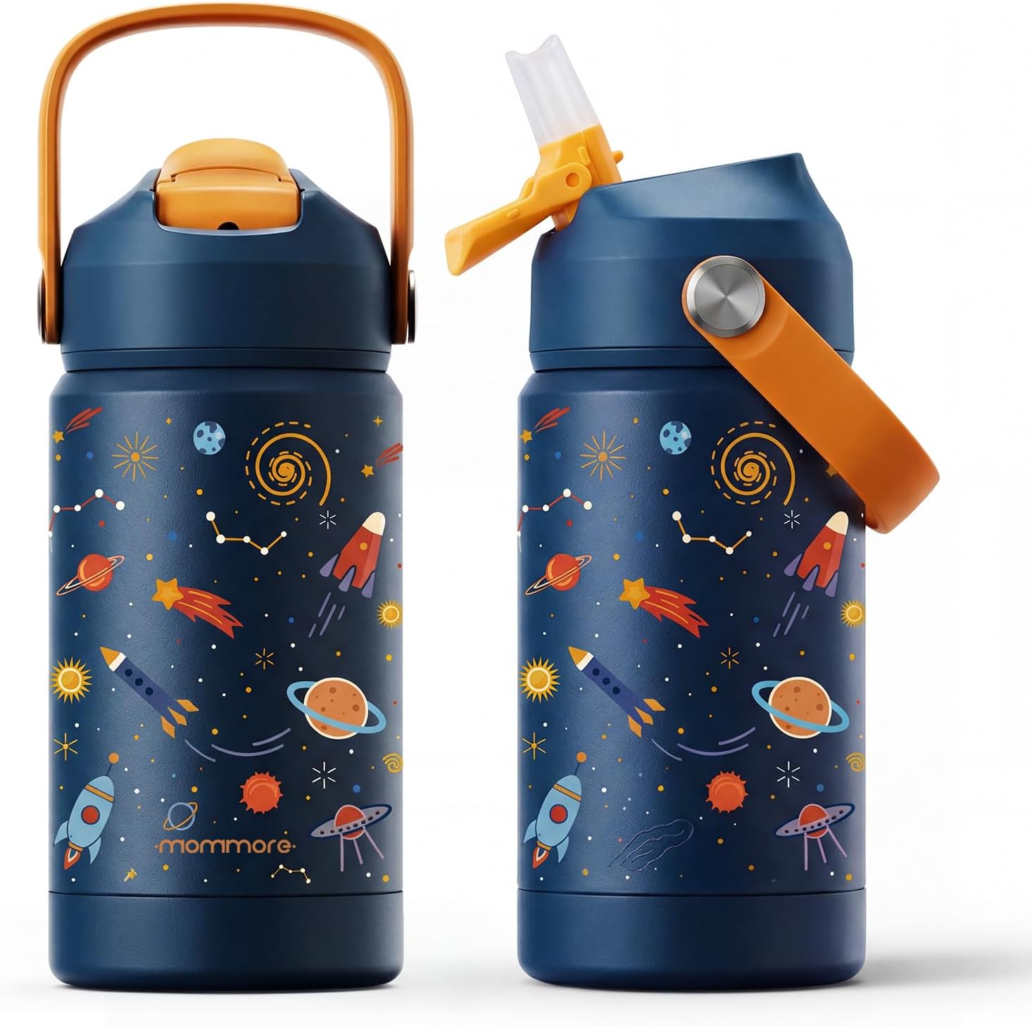 Mommore 12oz Kids Insulated Water Bottle with Straw Lid, Universe