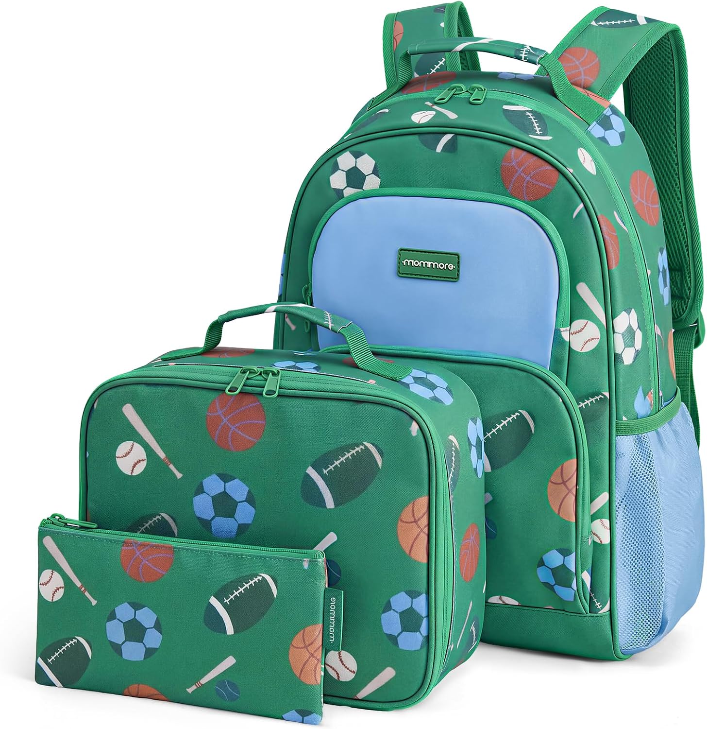 mommore Kids Backpack Set Kindergarten School Bookbag for Boys Girls 4-8 Sports Ball