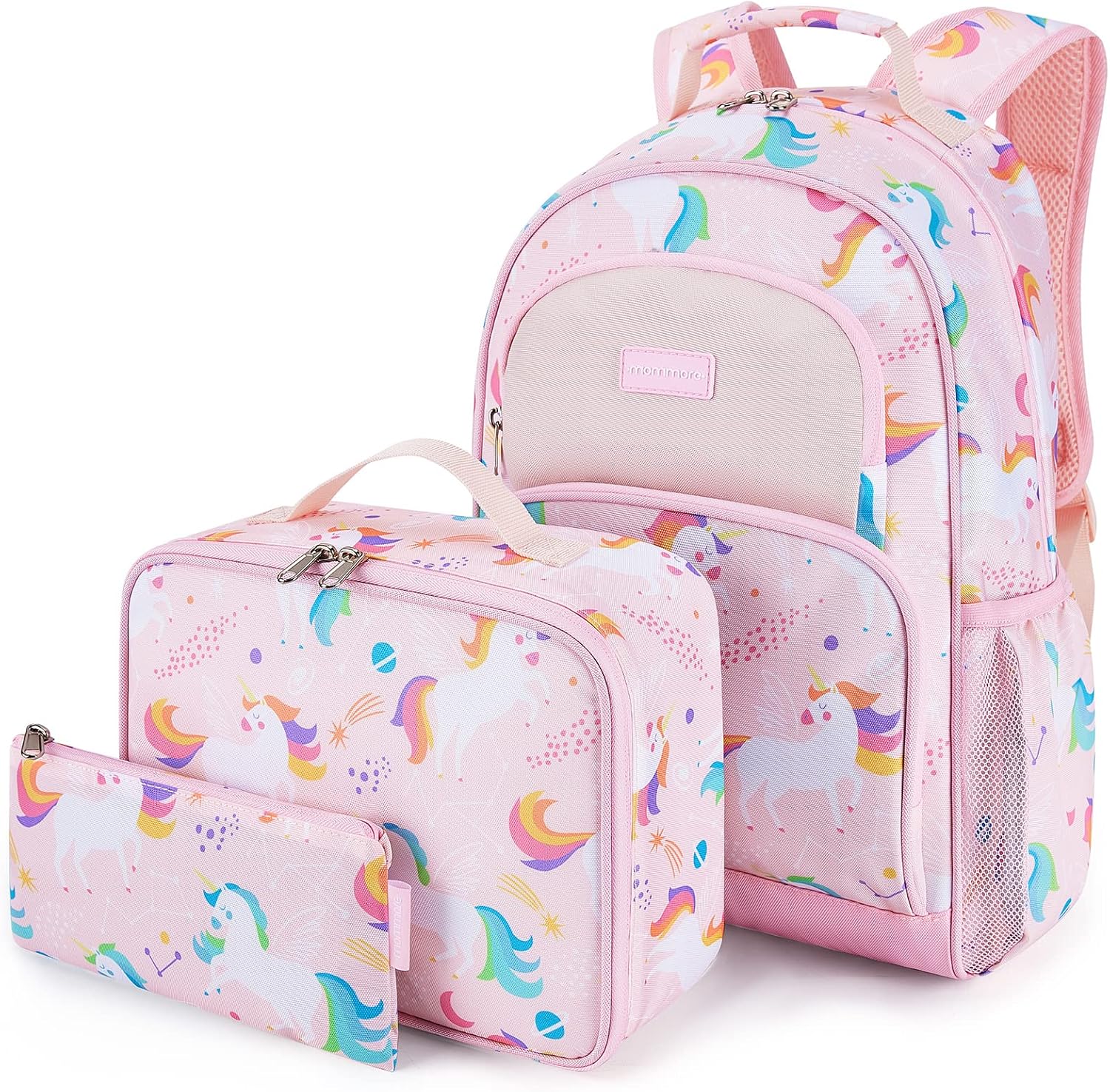 mommore Kids Backpack Set Kindergarten School Bookbag for Boys Girls 4-8 A-unicorn