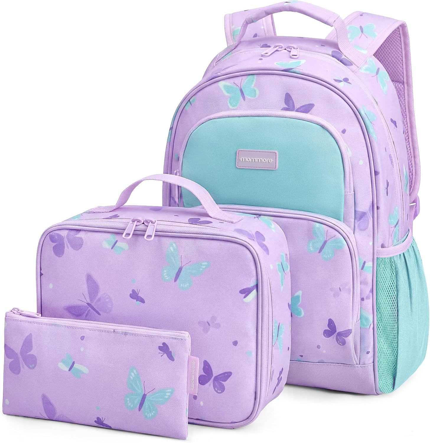 mommore Kids Backpack Set Kindergarten School Bookbag for Boys Girls 4-8 Butterfly
